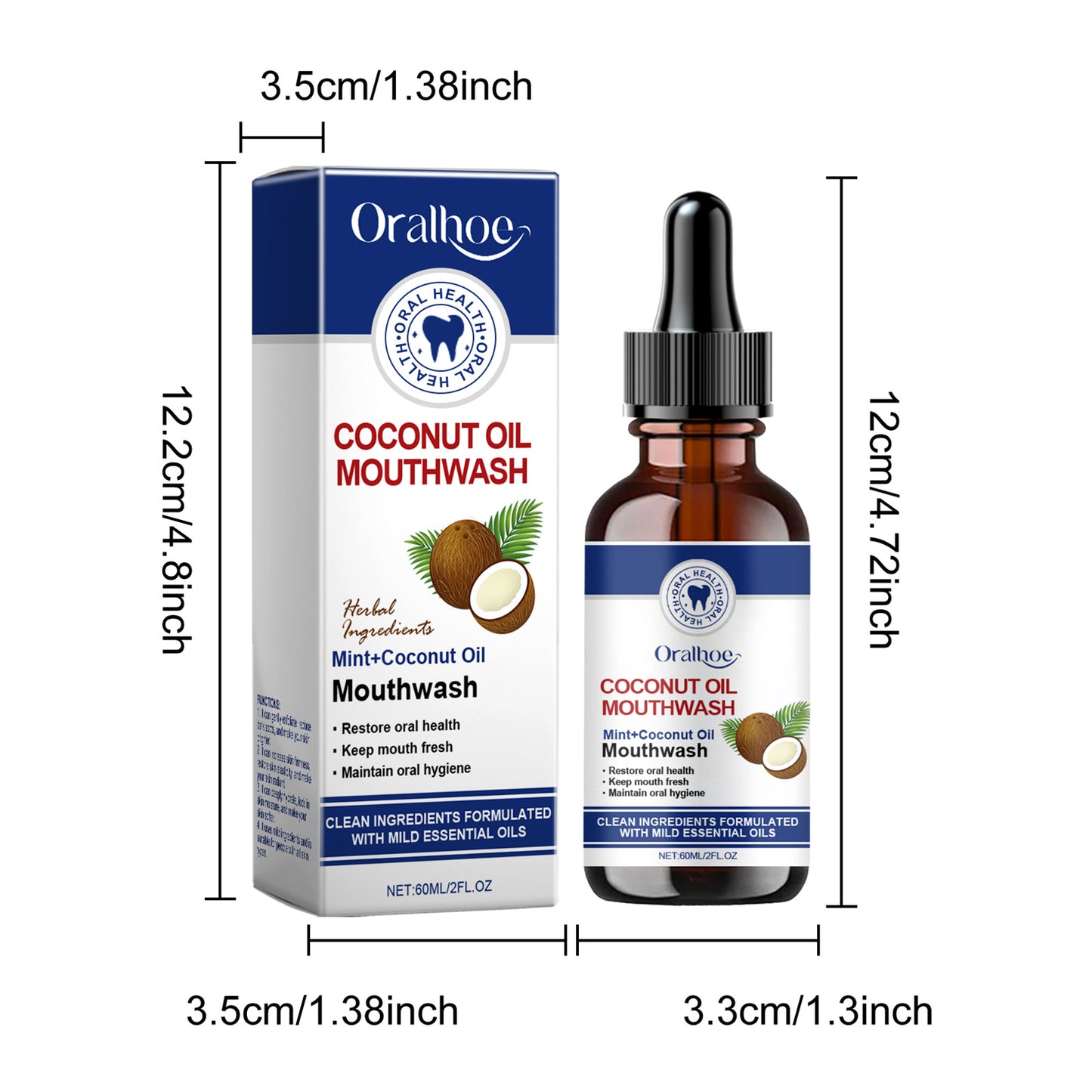 Oralhoe Coconut Oil Mouthwash Teeth Whitening Cleansing Refreshing Gums Fresher Oral Bad Breath Home Business Mouth Health Care