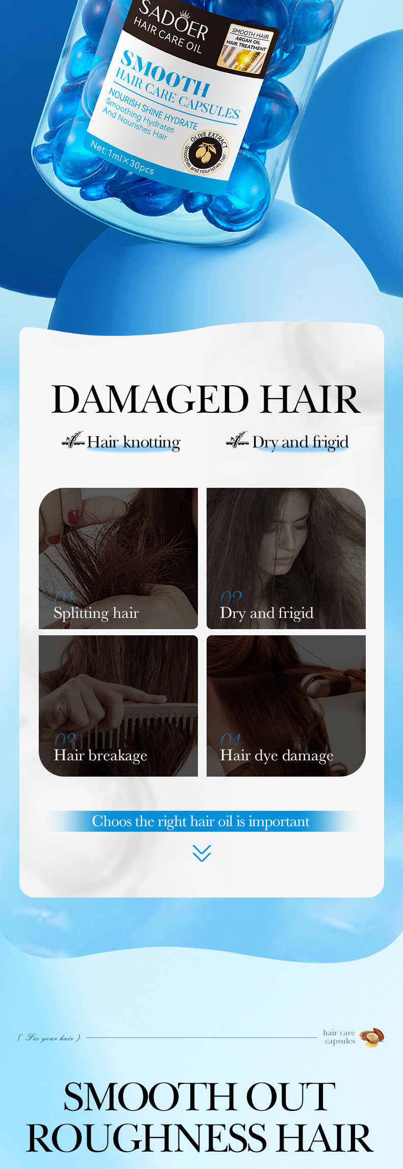 Magic Hair Vitamin Capsule Keratin Oil Fast Restore Hair Soft Smooth Shiny Deep Moisturizer Frizzy Dry Scalp Hair Care Products