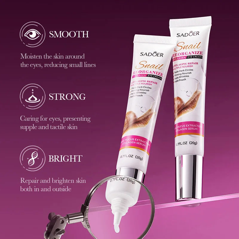 SAODER Snail Collagen Eye Cream Anti Dark Circles Remove Eyes Bags Moisturizing Firming Beauty Eyes Skin Care Products