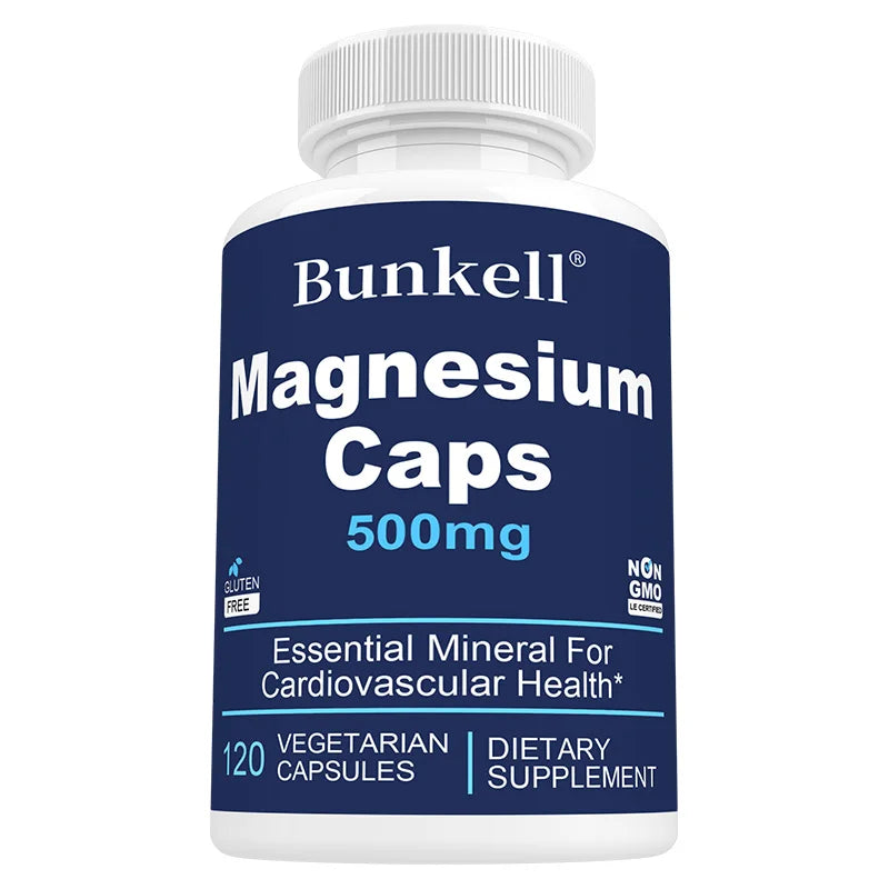 Magnesium Complex Capsules 500 Mg, Helps Strengthen Muscles, Bones, Nerves and Energy, Promotes Healthy Sleep