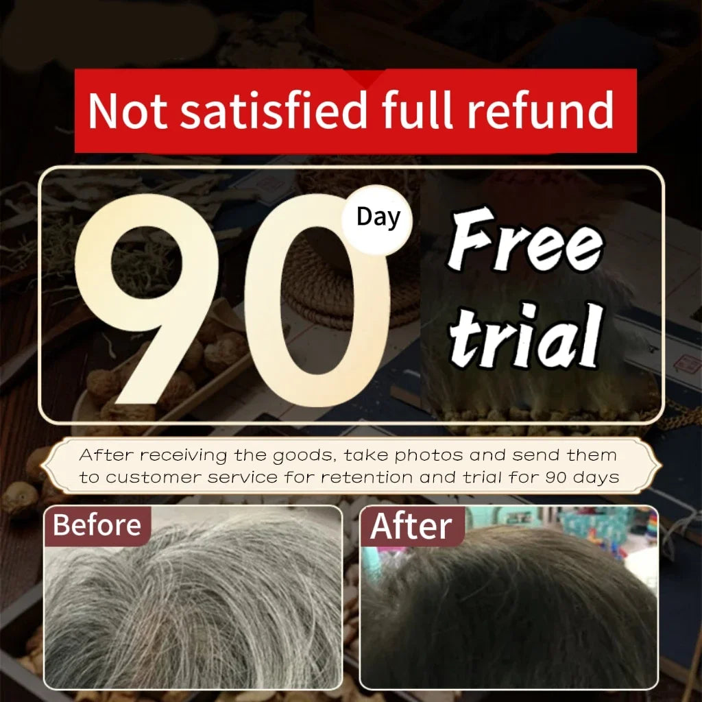 Gray-to-Black Hair Oil Restores Hair's Natural Black Pigment Nourishes Hair Follicles Reduce Breakage Soothes Scalp Adds Shine