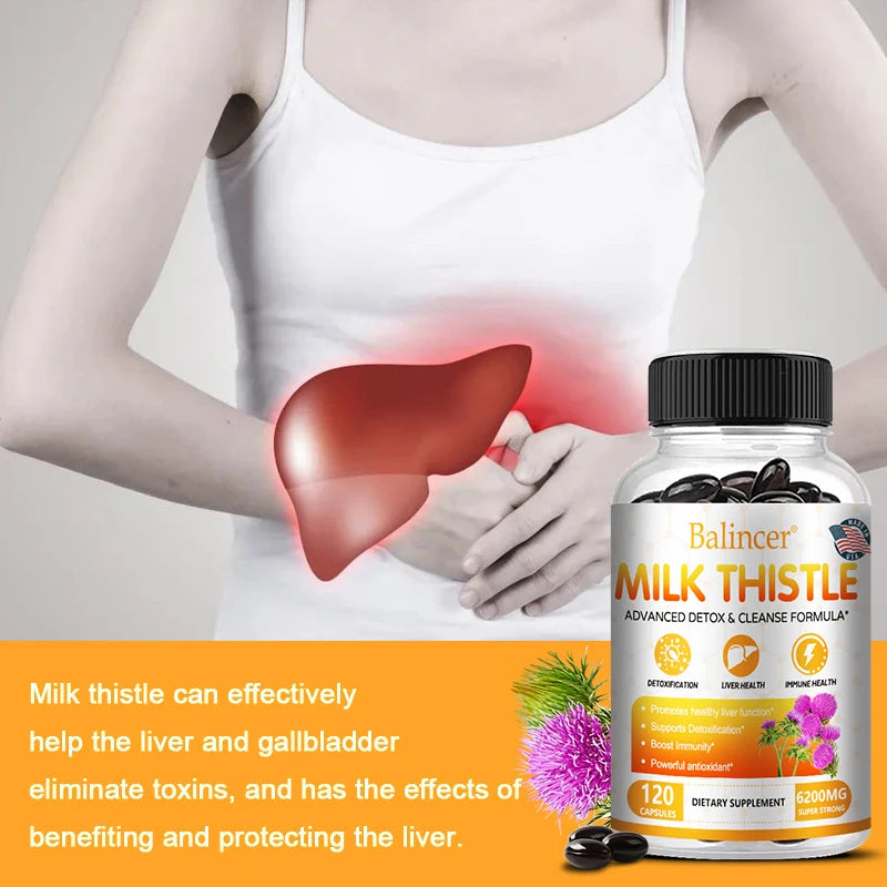 Balincer Liver Detox Cleanse - with Milk Thistle - Improves Liver Function, Supports Fat Metabolism, Antioxidant - 120 Capsules