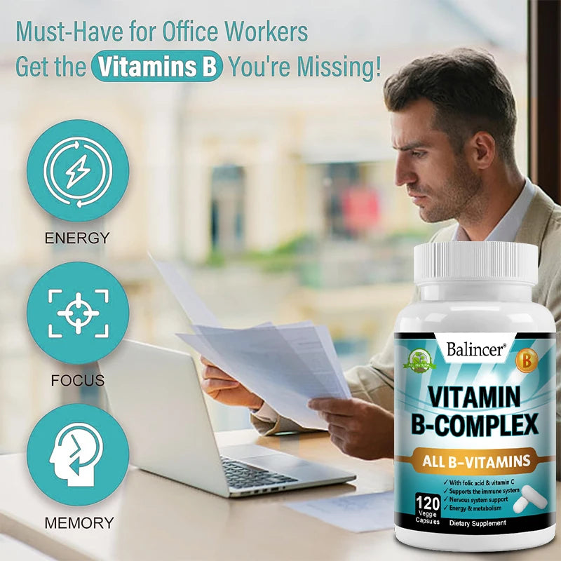 Balincer Vitamin B Complex Supplement - Heart Health, Nervous System Support, Energy Metabolism, Support Immune System