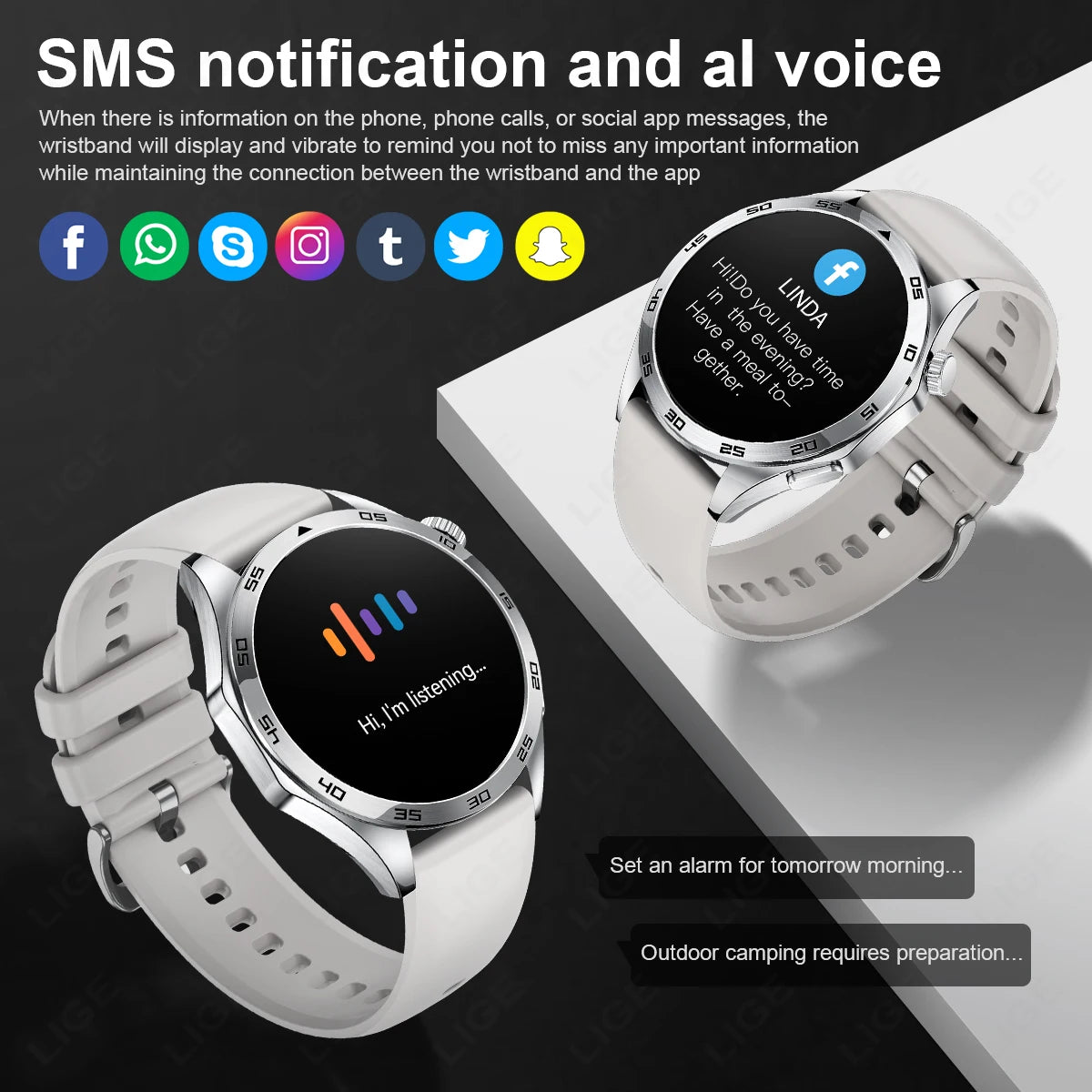 LIGE ECG AI Healthy Diagnose Smart Watch Men Blood Oxygen Blood Pressure Sleep Monitoring Bluetooth Call Health Smartwatch Women