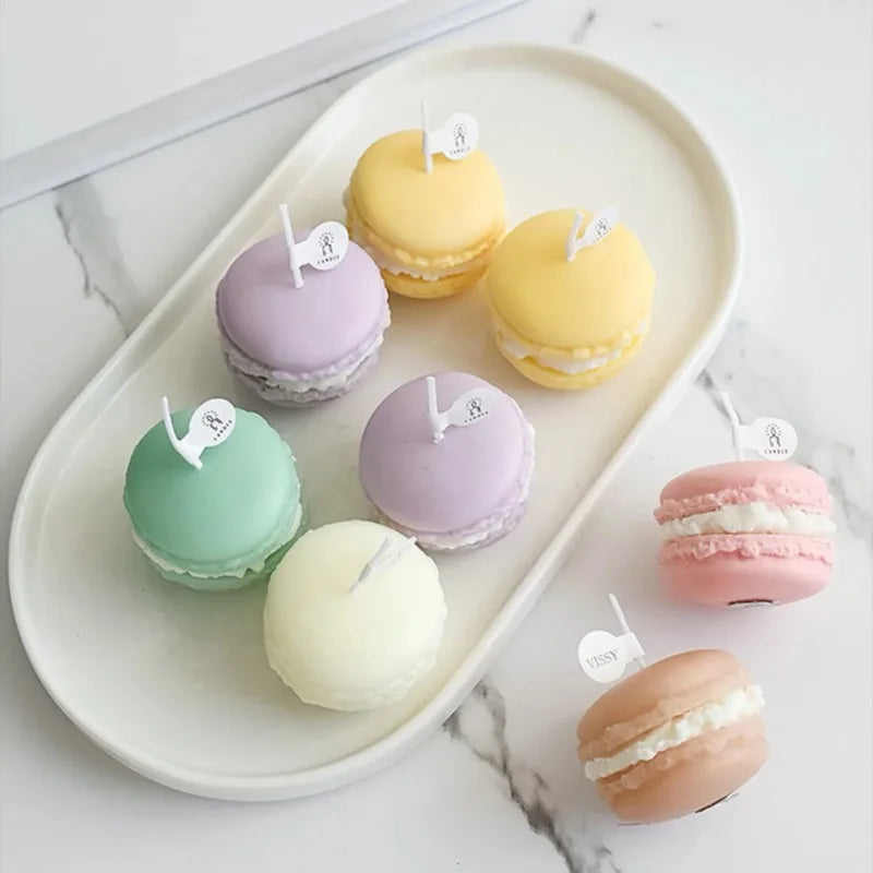 Decorative Scented Candle Nice-looking Bright Color Macaron Shape Aromatherapy Candles Shooting Props
