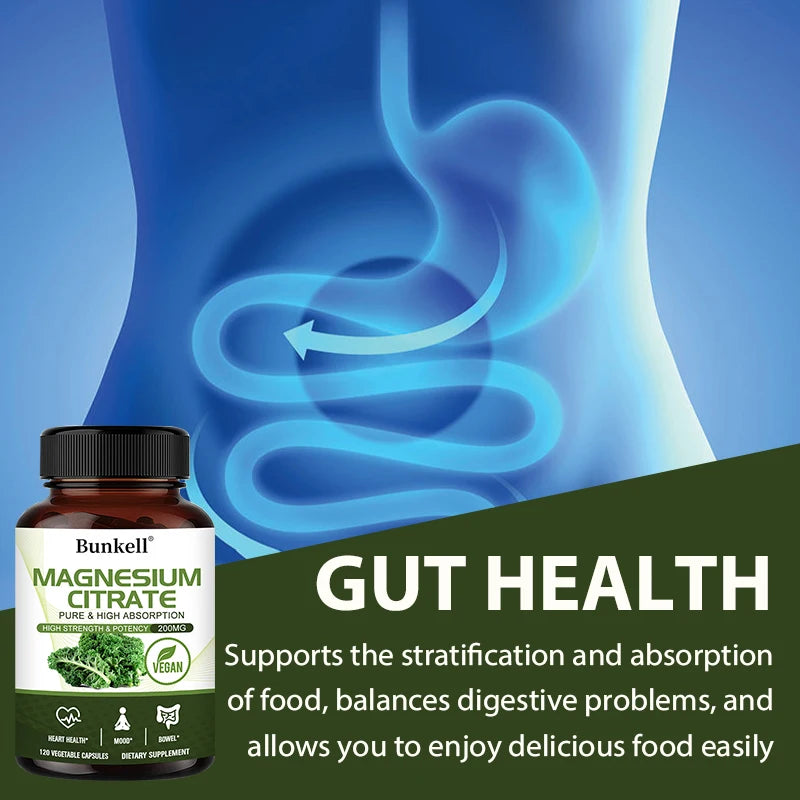 Magnesium Citrate - Supplement for Relaxation, Bone, Bowel, Sleep, Heart Health, Muscle & Metabolism
