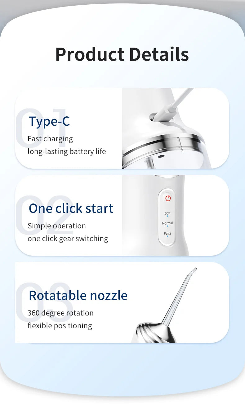 Tooth Water Flosser, Oral Rinser,Portable Wireless Oral Rinser,USB Charging,Suitable for Home Travel,Daily Teeth Care for