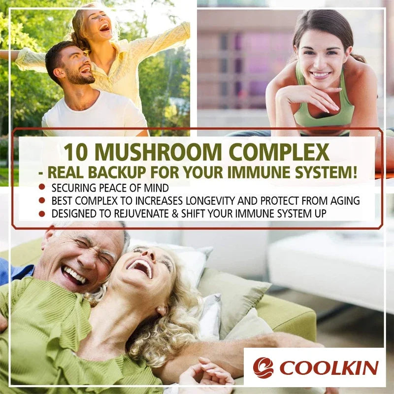 10 Mushroom Complex - Boost Energy, Improve Brain Function, Enhance Memory and Concentration, and Boost Immunity