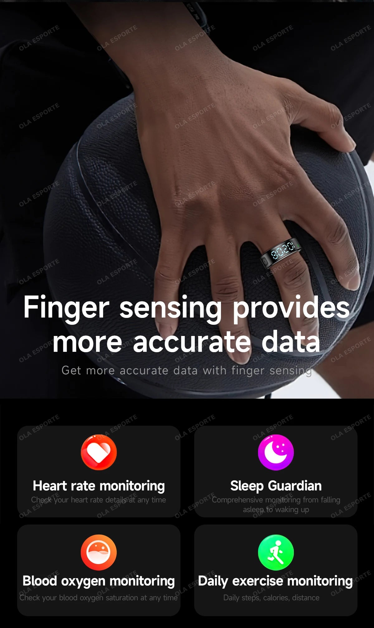 LED Display Screen Smart Ring Waterproof Health Monitoring Heart Rate&Blood Oxygen&Sleep Monitoring Remote Care Men Women Gifts