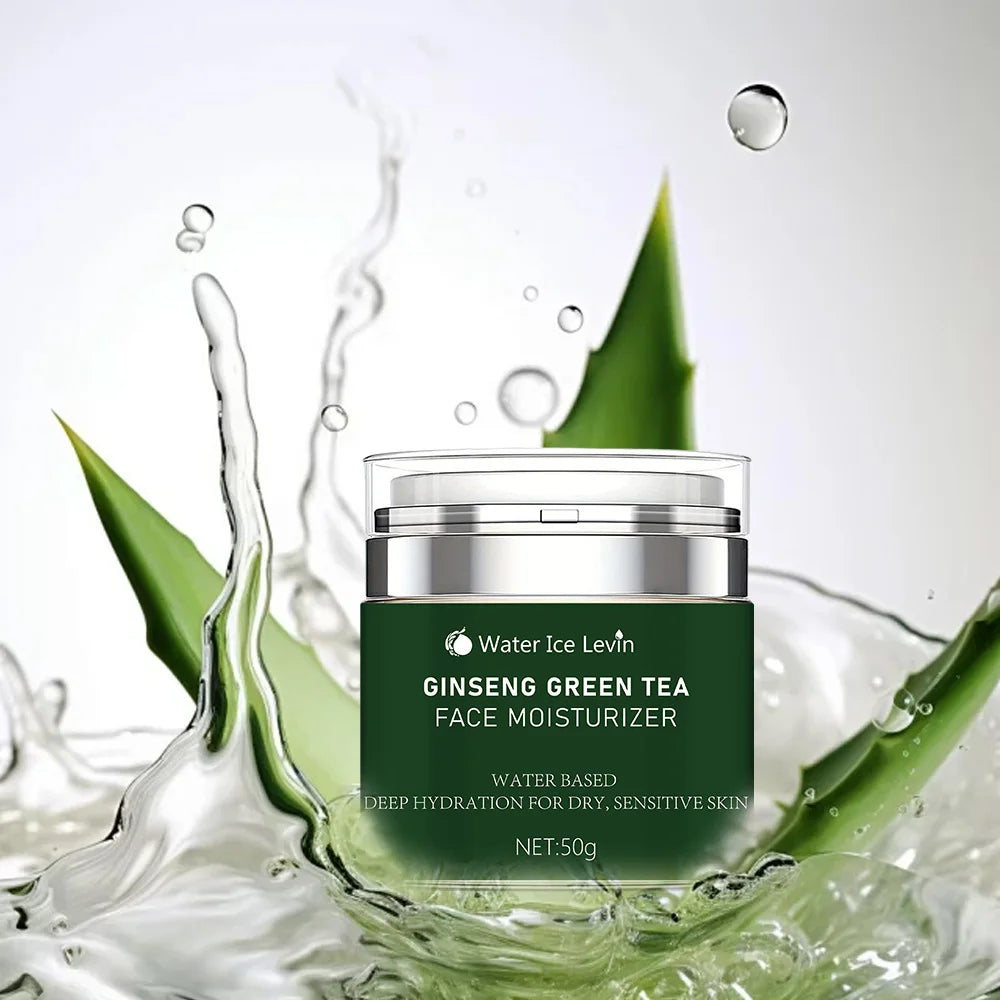 Ginseng Green Tea Facial Cream Moisturizing Containing Ginseng Extract Aloe Vera Leaf Juice for Dry Skin Care Suitable for All Skin Types
