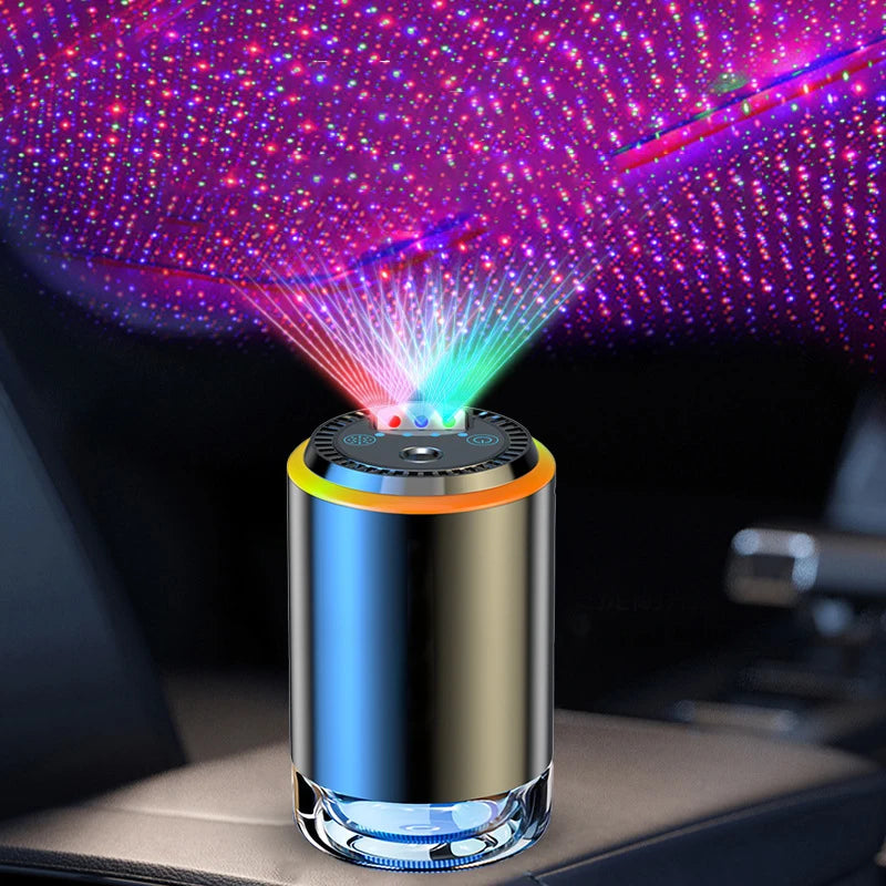 Intelligent Car Aromatherapy Machine with Tri - color Starry - sky Light Spray Aromatherapy Interior Atmosphere Light and Car Pe