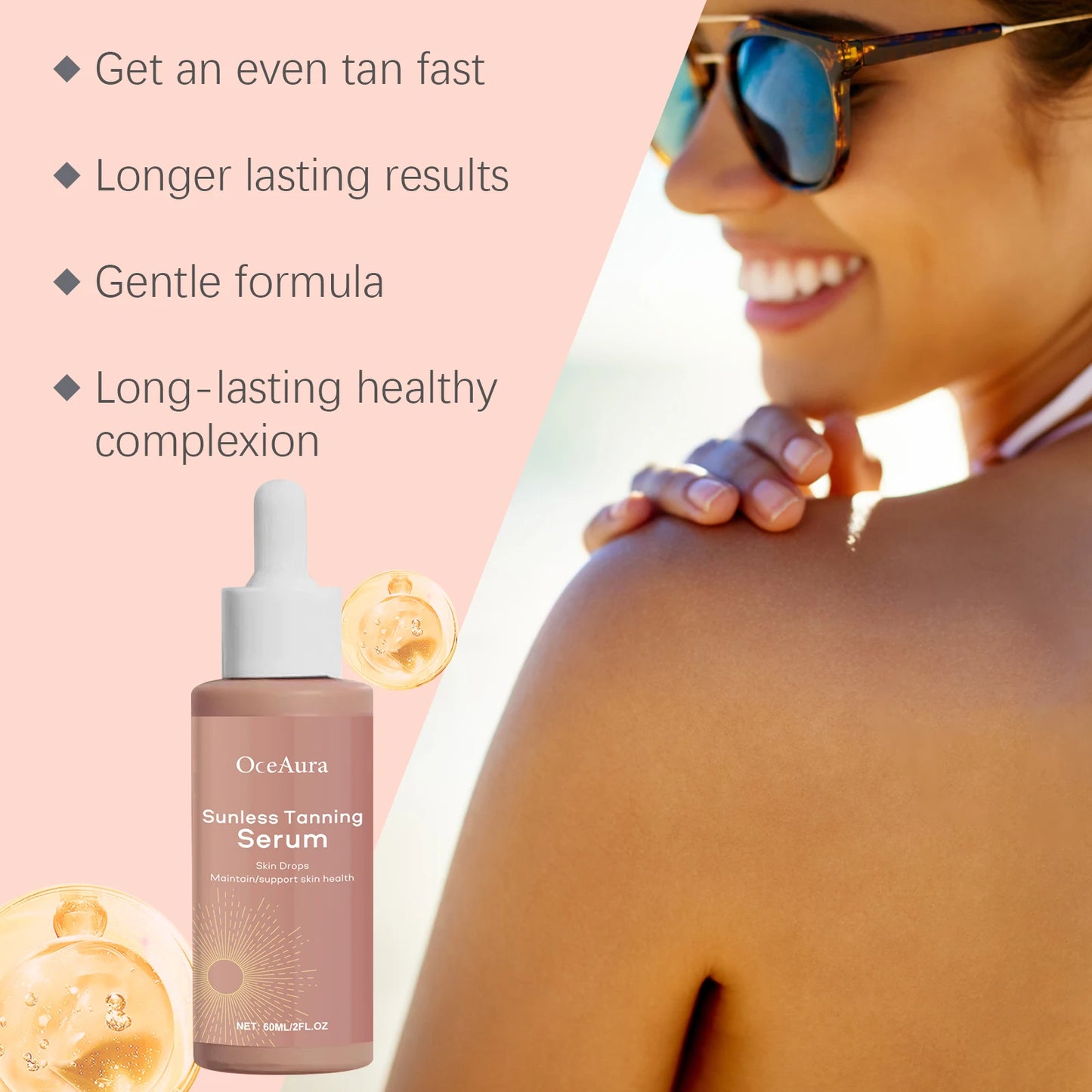 Self Tanner Water Serum for Face Body Skin Natural Sunless Outdoor Accelerator Prevent Dryness Natural Tanning Boosting Essence
