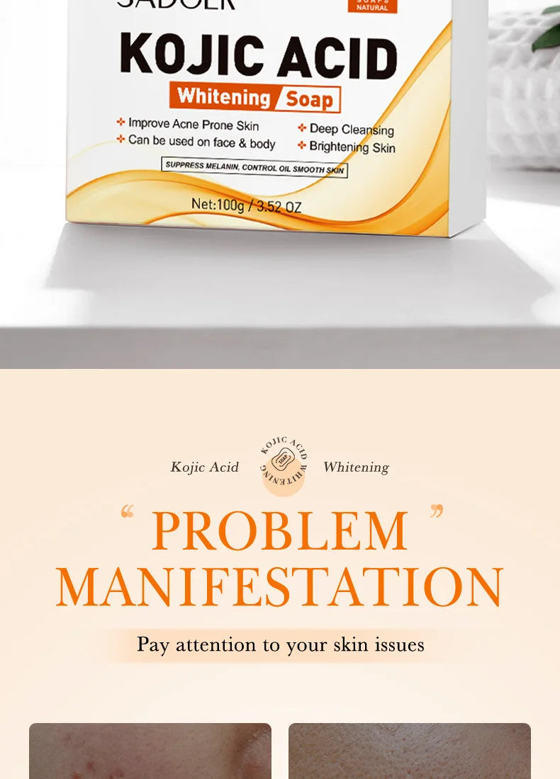 Handmade Whitening Soap Skin Care Deep Cleaning Moisturizing Cleansing Essential Temperate Soap Brighten Skin Kojic Acid Soap
