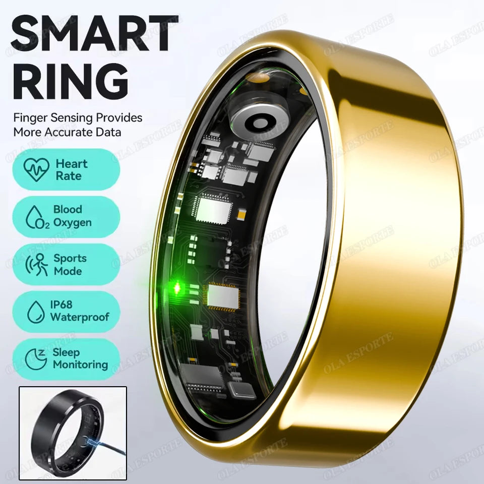 New Smart Ring Health Reminders 5ATM Waterproof Blood Oxygen Heart Rate Sleep Monitoring Sports Fashion Ring For Men Women Gift