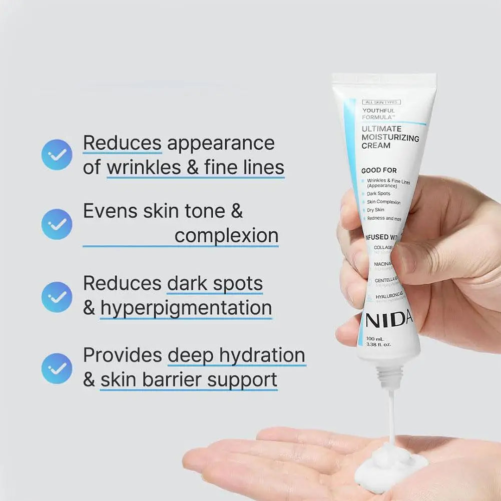 NIDA Daily Moisturizing Cream Ultimate Anti-Aging Whitening Repair Redness Essence Repairing Calming Pore Moisturizer Skin Care