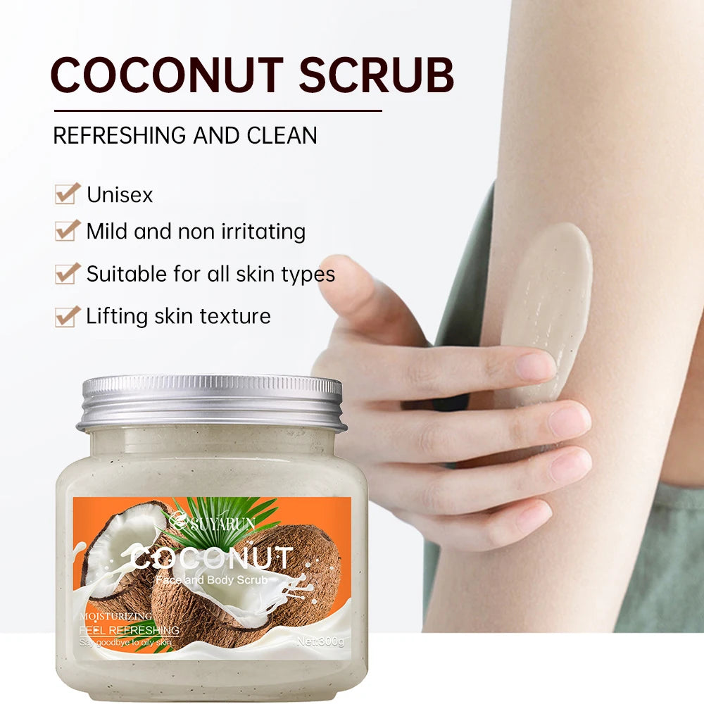 SUYARUN Natural Exfoliating Body Scrub - Raspberry/Aloe/Coconut, Moisturizing Dead Skin Removal, 3 Flavor for Smooth Skin.