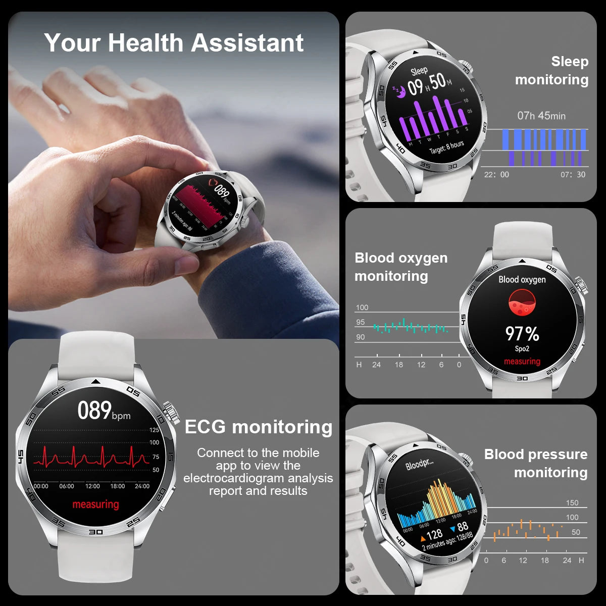 LIGE ECG AI Healthy Diagnose Smart Watch Men Blood Oxygen Blood Pressure Sleep Monitoring Bluetooth Call Health Smartwatch Women