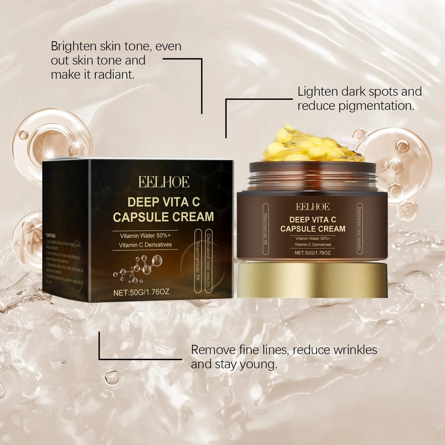 Nicotinamide Cream Capsules Brightening Hydrating Fade Dark Spot Lightening Melasma Even Skin Tone Shrink Pore Vitamin C Cream