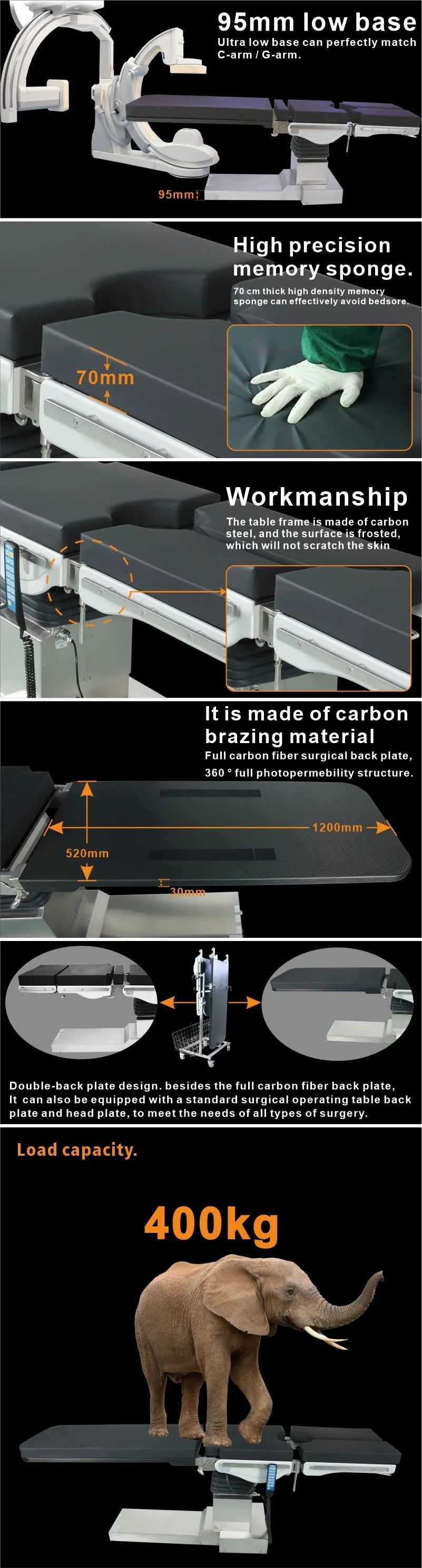 Electric -Hydraulic Imaging Bed for C arm G Arm X-Ray Machine Surgical Operating Tle Hot sale