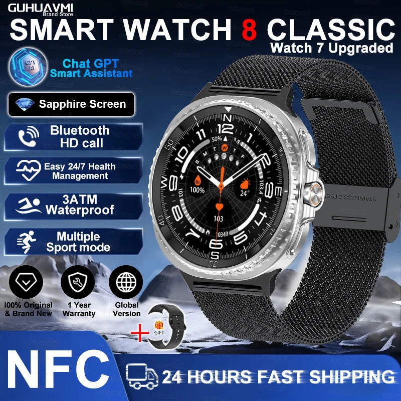 NEW Health monitoring Smart Watch 46mm1.43inch AMOLED Screen IP68 Waterproof Heart Rate Monitor blood pressure Sport SmartWatch