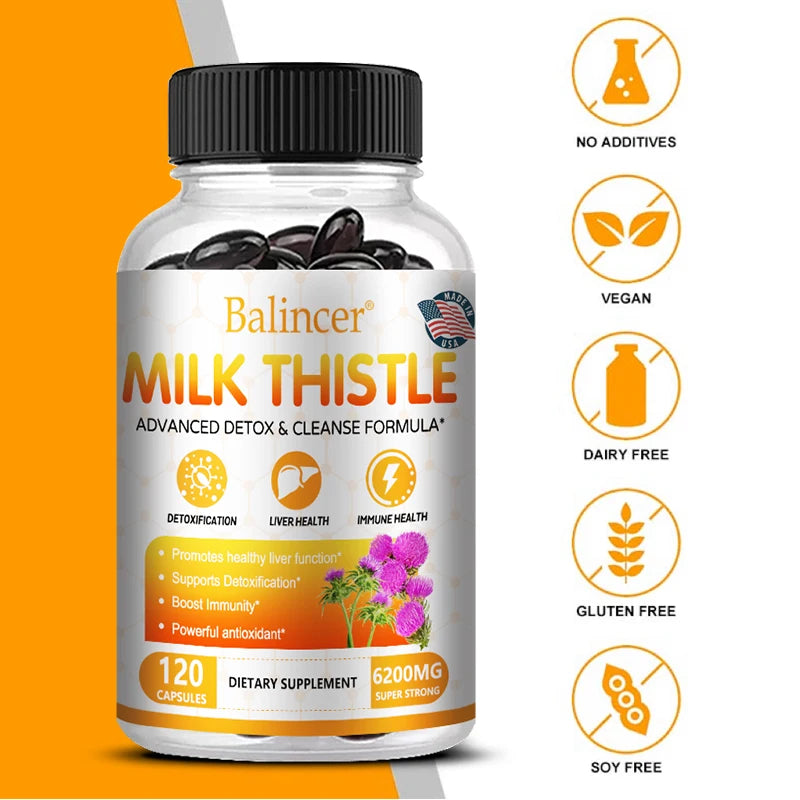 Balincer Liver Detox Cleanse - with Milk Thistle - Improves Liver Function, Supports Fat Metabolism, Antioxidant - 120 Capsules