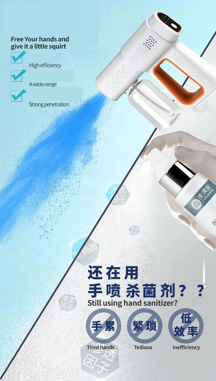380ml Professional Handheld Electric Nano Sprayer Machine Wireless Alcohol Sanitizer Disinfectant Fogger Touchless Sanitization