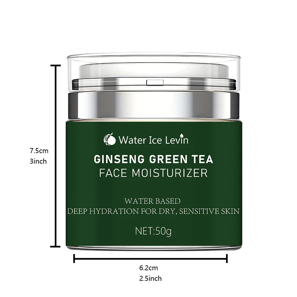 Ginseng Green Tea Facial Cream Moisturizing Containing Ginseng Extract Aloe Vera Leaf Juice for Dry Skin Care Suitable for All Skin Types