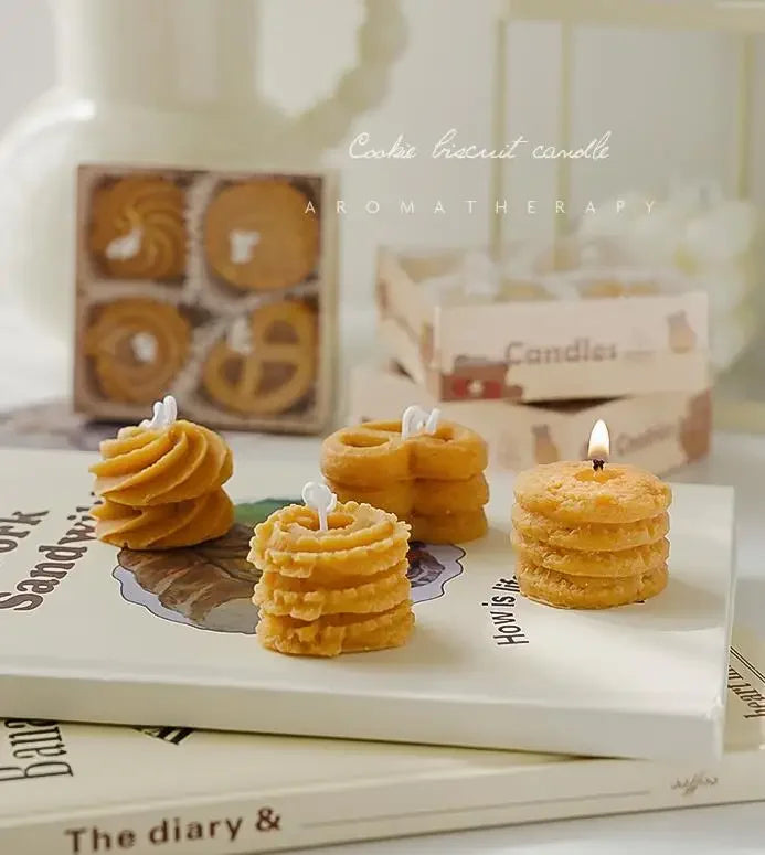 Four Cookies Aromatherapy Candles Wholesale Aromatherapy Gift Box with Gift Creative Candle Ins Style Gift Modeling Wax