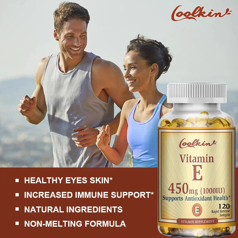 Natural Vitamin E Capsules - Brightens Skin, Tightens Skin, Reduce Wrinkles, Anti-aging, Antioxidant, Supports Immune