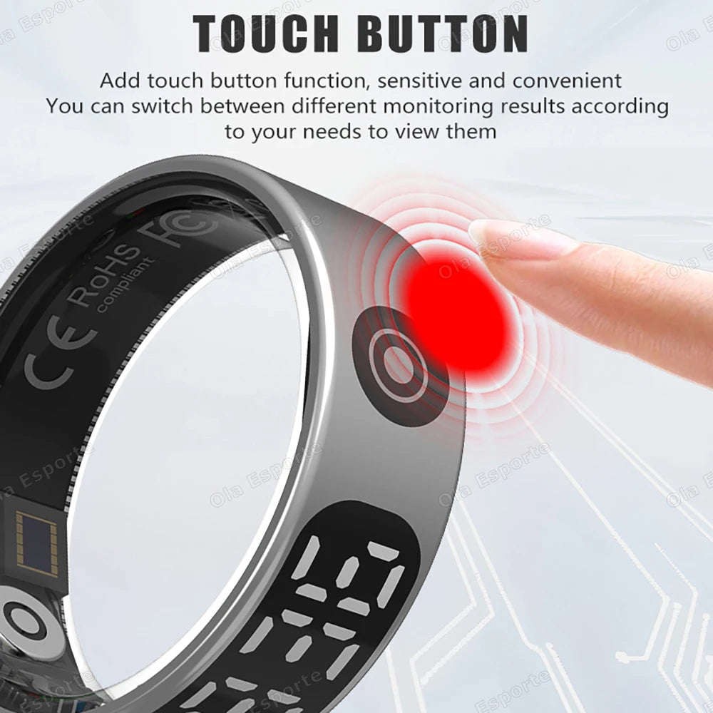 LED Display Screen Smart Ring Waterproof Health Monitoring Heart Rate&Blood Oxygen&Sleep Monitoring Remote Care Men Women Gifts