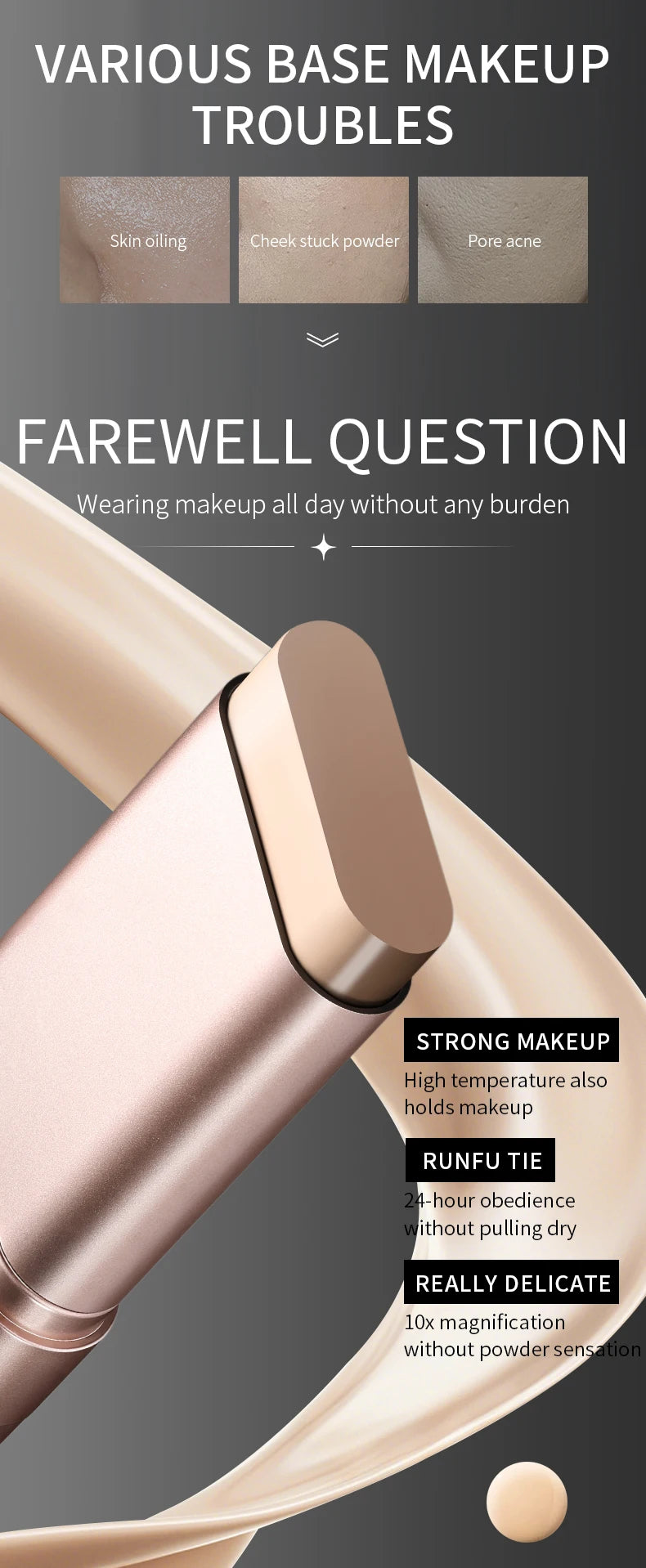 Natural, translucent, and moisturizing dual-ended foundation stick that brightens skin tone and provides moisturizing coverage.