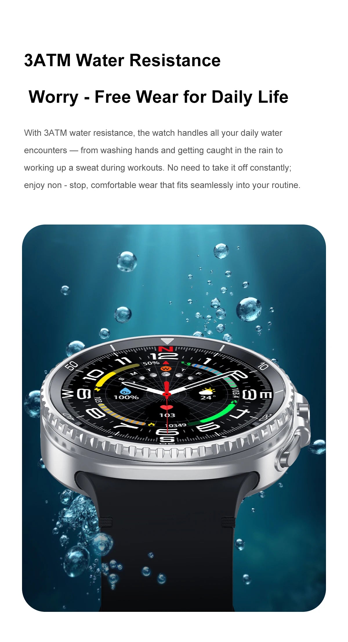 NEW Health monitoring Smart Watch 46mm1.43inch AMOLED Screen IP68 Waterproof Heart Rate Monitor blood pressure Sport SmartWatch