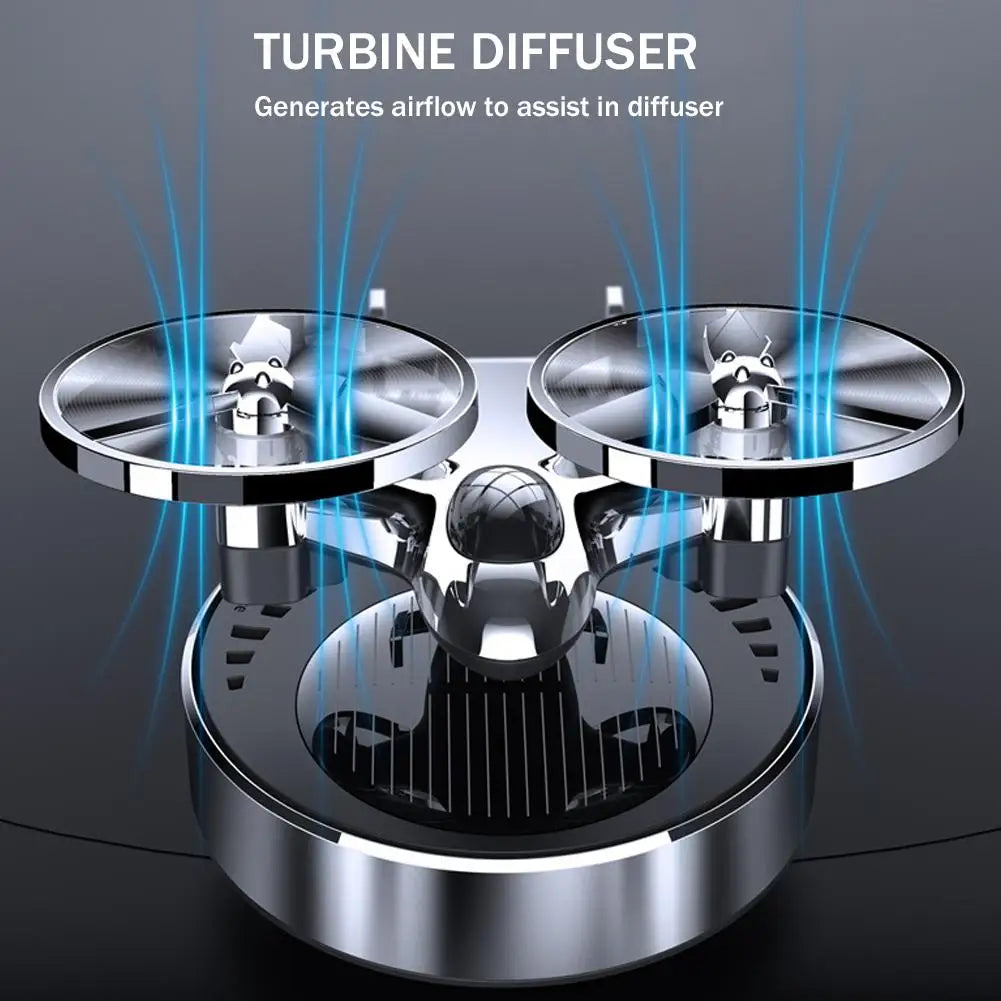Solar Powered Rotation Helicopter Solar Aromatherapy Car Air Freshener Alloy Fragrance Auto Aroma Diffuser 