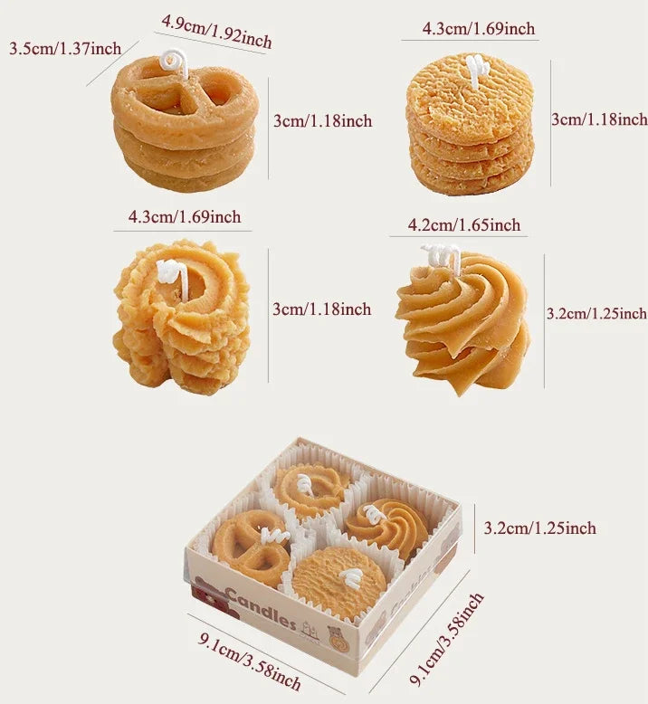 Four Cookies Aromatherapy Candles Wholesale Aromatherapy Gift Box with Gift Creative Candle Ins Style Gift Modeling Wax