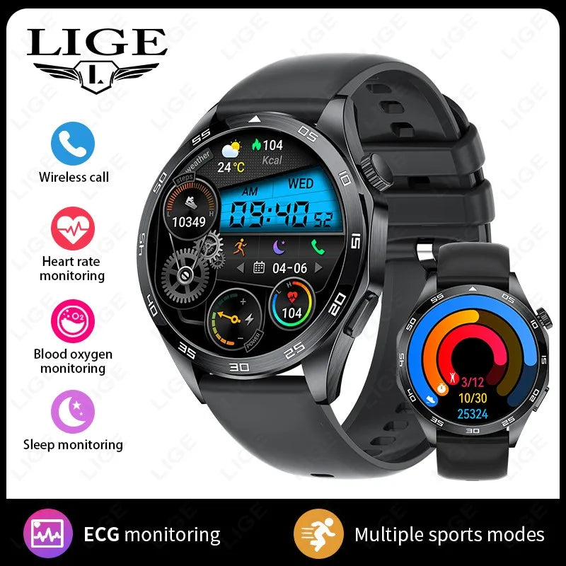 LIGE ECG AI Healthy Diagnose Smart Watch Men Blood Oxygen Blood Pressure Sleep Monitoring Bluetooth Call Health Smartwatch Women