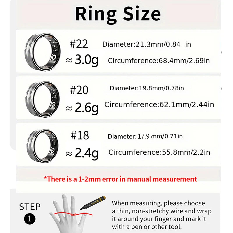 Smart Ring R12M Health Sleep Heart Rate Monitoring IP68 5ATM Waterproof Step Distance Calorie Counting Multi Sport Modes For Man