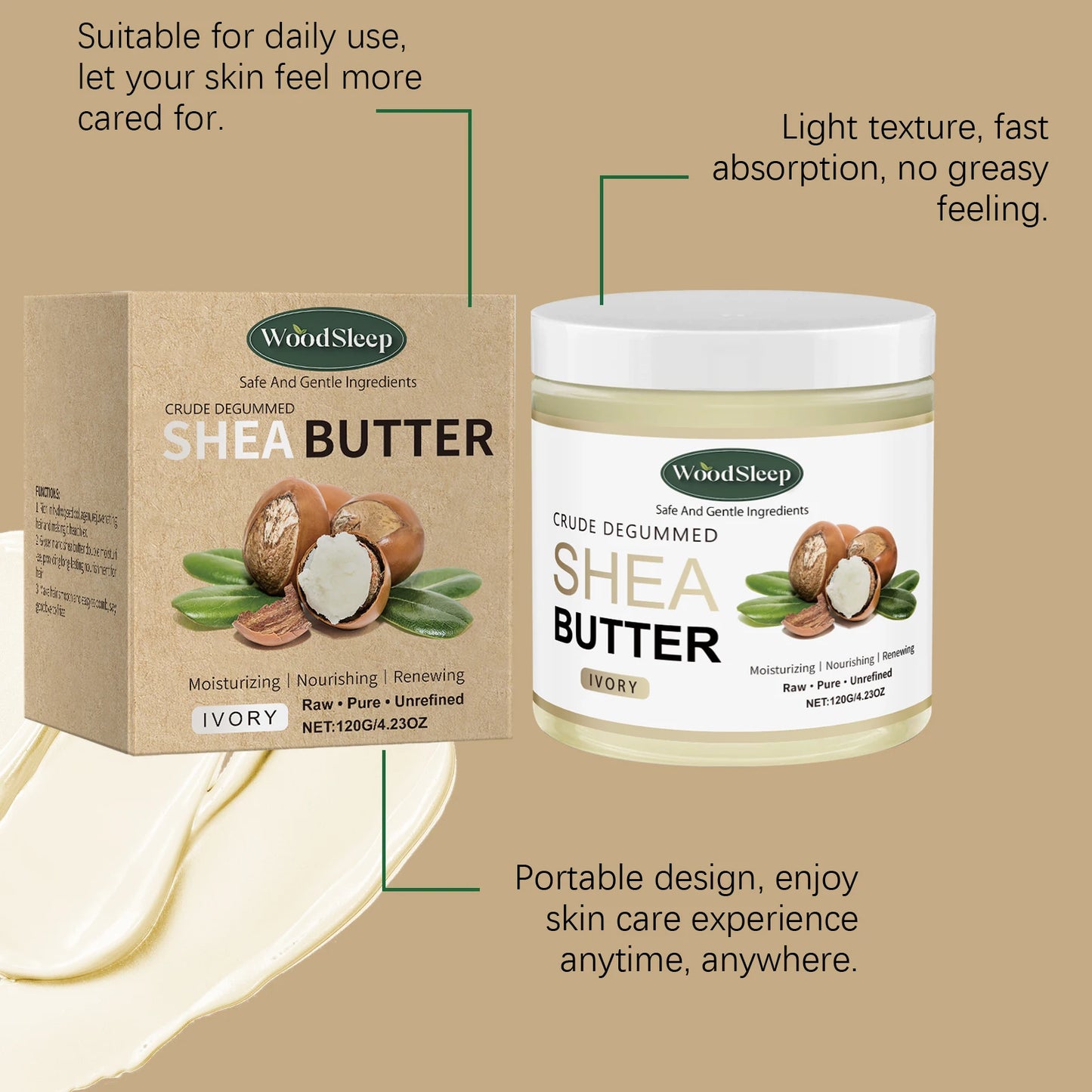 Shea Butter Moisturizer Body Cream Soothe Dry Skin Deep Hydration Fade Fine Lines Increase Elasticity Repair Barrier Body Lotion