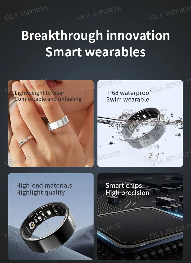 New Smart Ring Health Reminders 5ATM Waterproof Blood Oxygen Heart Rate Sleep Monitoring Sports Fashion Ring For Men Women Gift