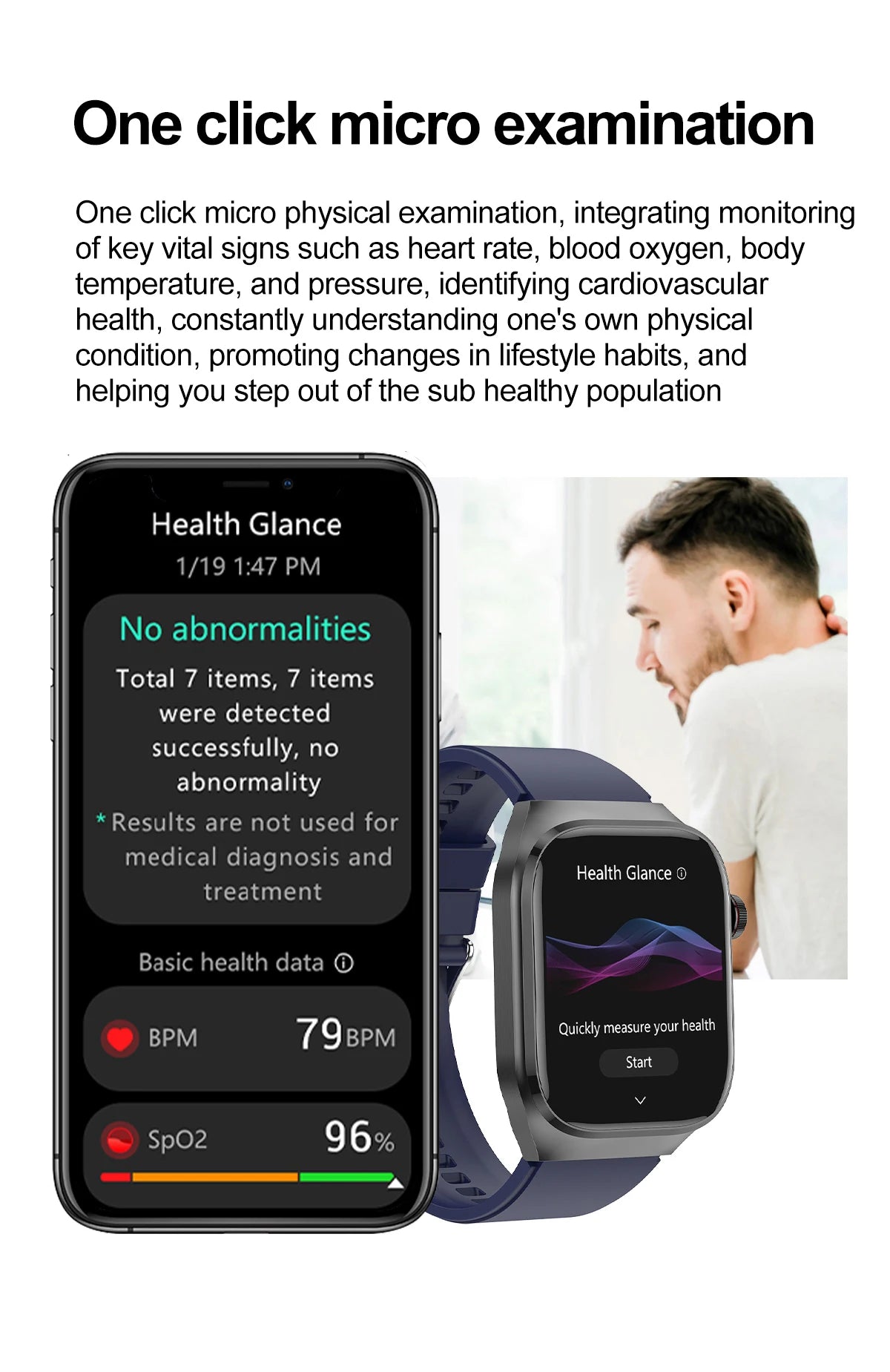 New Micro Physical Examination Five Organ Health Smartwatch Blood Pressure Uric Acid Body Fat Watches Bluetooth Call Smart Watch