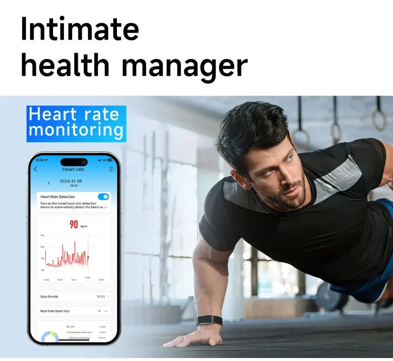 Smart Bracelet Heart Rate Blood Oxygen Health Monitoring Wristwatch Outdoor Sports Fitness Tracker SmartWatch For Men Women