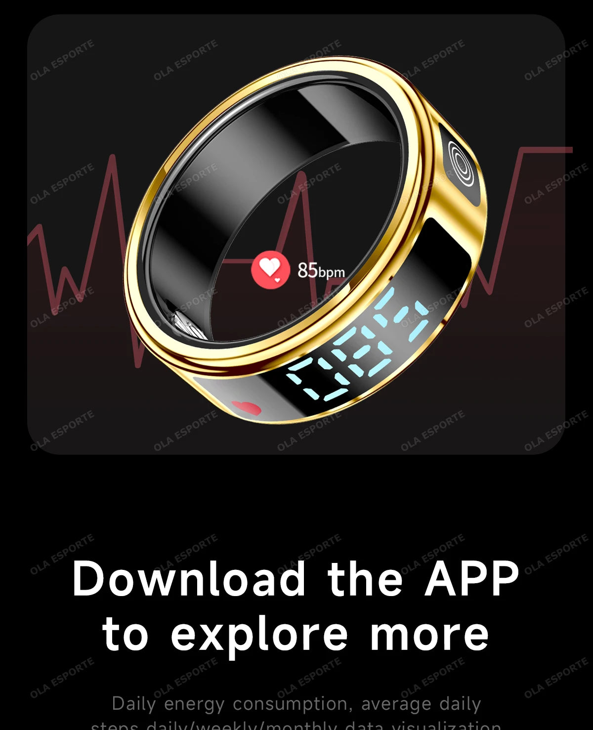 LED Display Screen Smart Ring Waterproof Health Monitoring Heart Rate&Blood Oxygen&Sleep Monitoring Remote Care Men Women Gifts