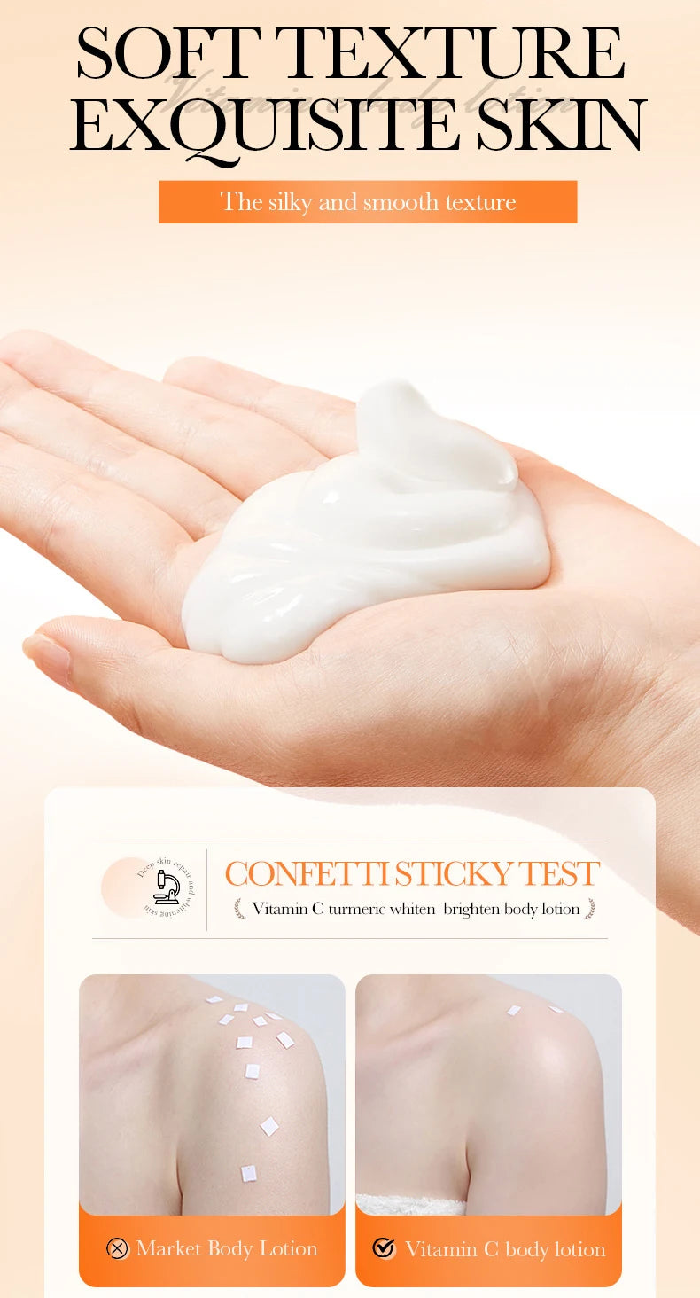 Turmeric Vitamin C Body Lotion Super Moisturizing Tender Firming Skin Brightening Face Cream Dark Spots Lighten Skin Care 300ml