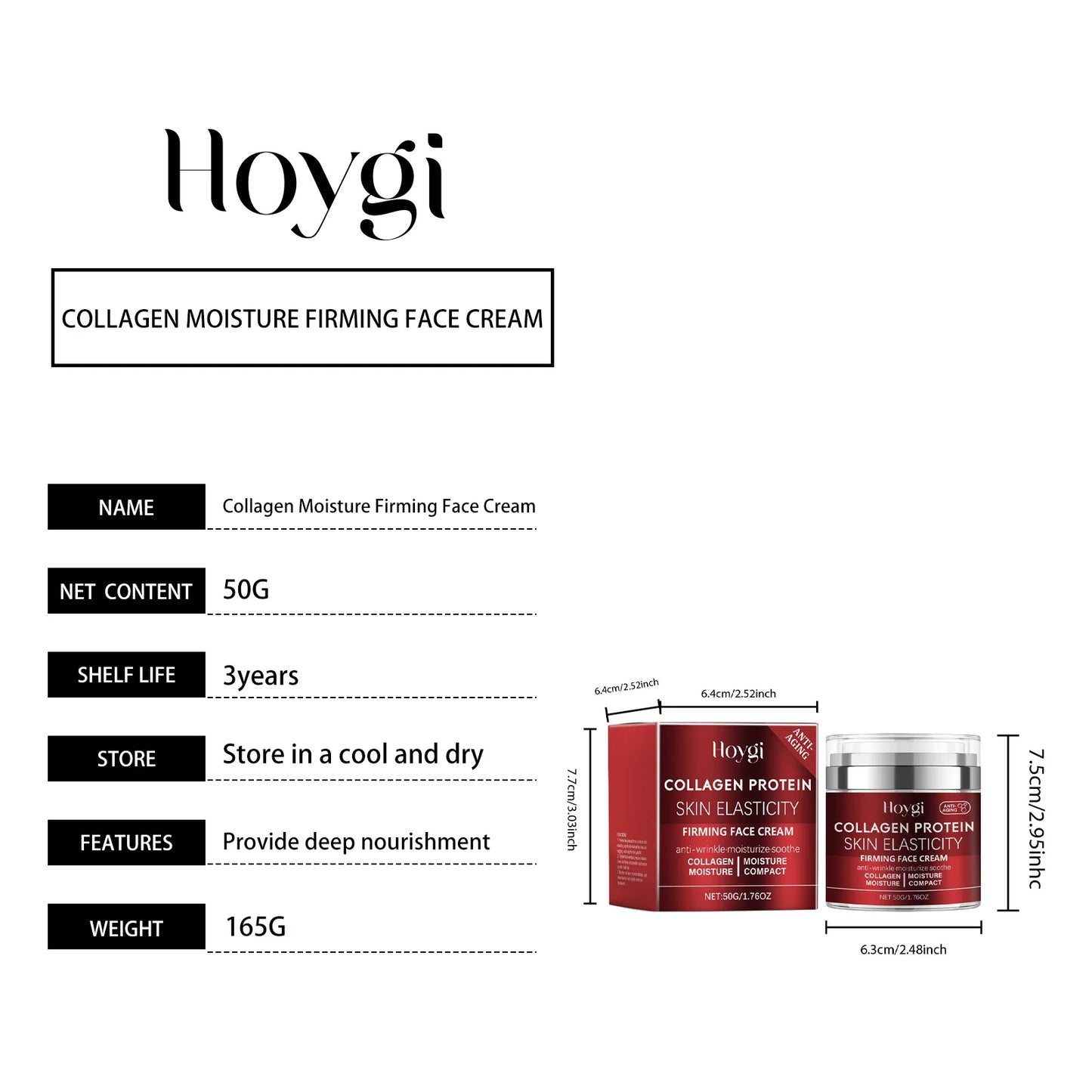Niacinamide Collagen Face Cream for Dry Sensitive Skin Nourishing Daily Moisturizer for Women and Men Soft Smooth Hydration 50g