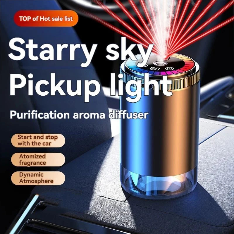 Intelligent Car Aromatherapy Machine with Tri - color Starry - sky Light Spray Aromatherapy Interior Atmosphere Light and Car Pe