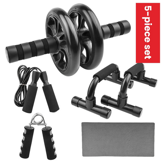 AA44M Black Abdominal Wheel Set 5-Piece Set Push-Ups Abdominal Wheel Dual Multifunctional Household Equipment