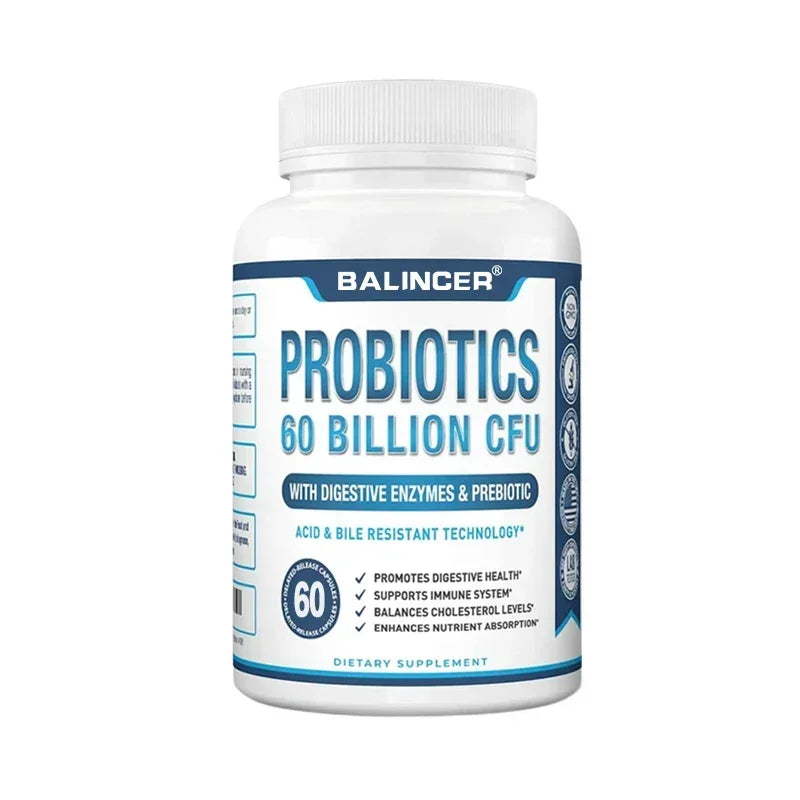 Probiotic + Prebiotic Supplements - Contains Digestive Enzymes To Support Digestive Health and The Immune System