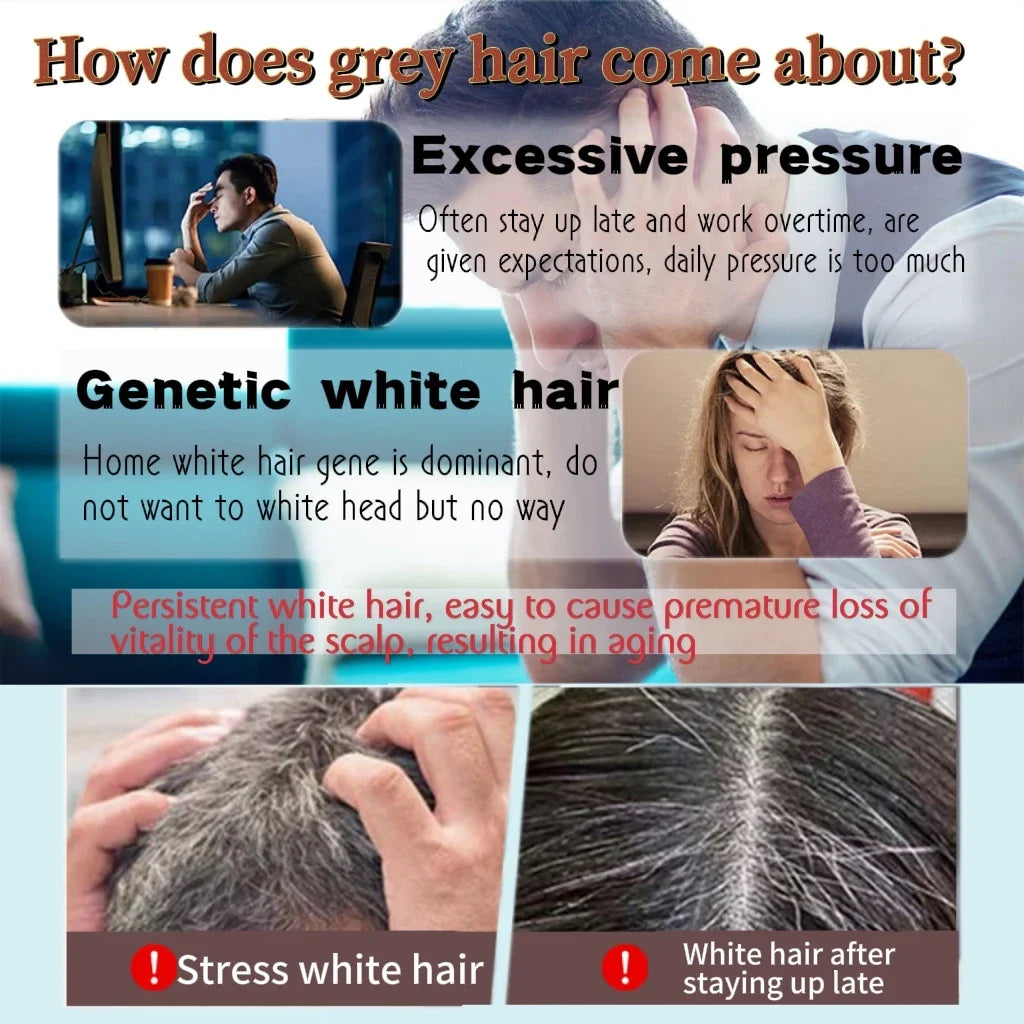 Gray-to-Black Hair Oil Restores Hair's Natural Black Pigment Nourishes Hair Follicles Reduce Breakage Soothes Scalp Adds Shine