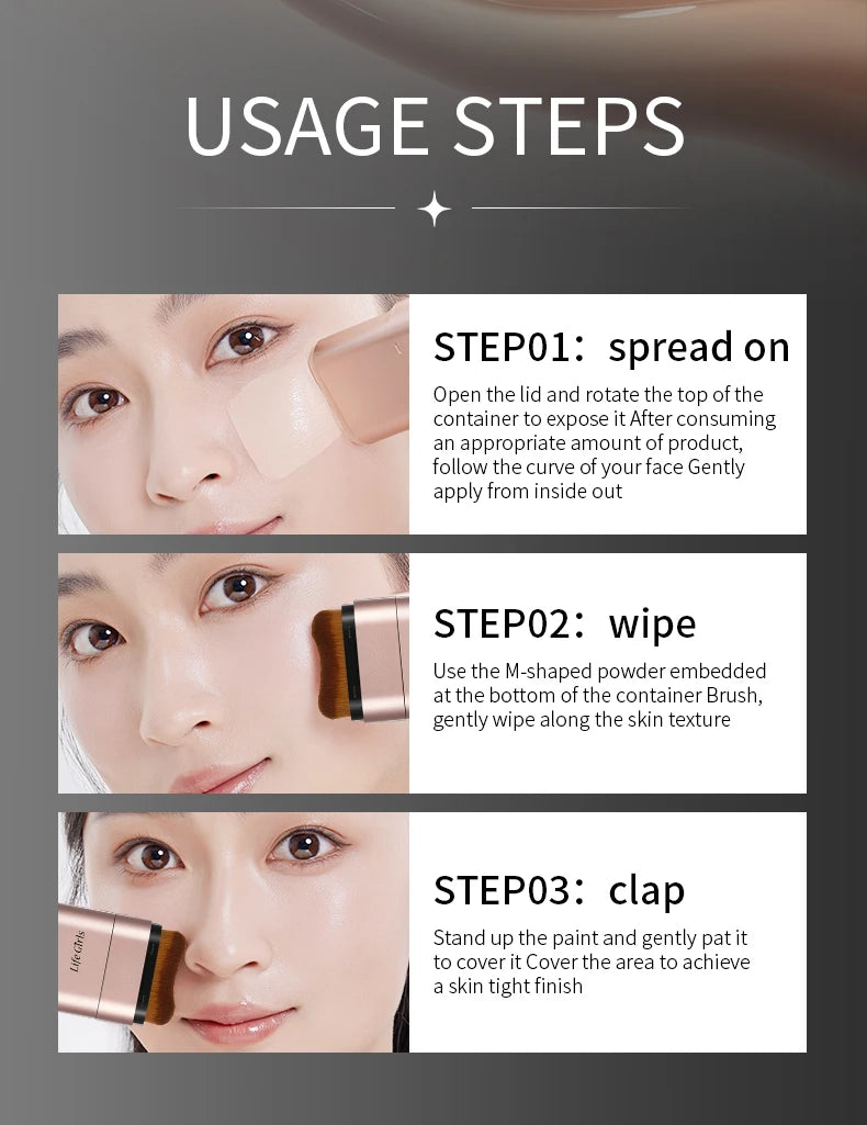 Natural, translucent, and moisturizing dual-ended foundation stick that brightens skin tone and provides moisturizing coverage.