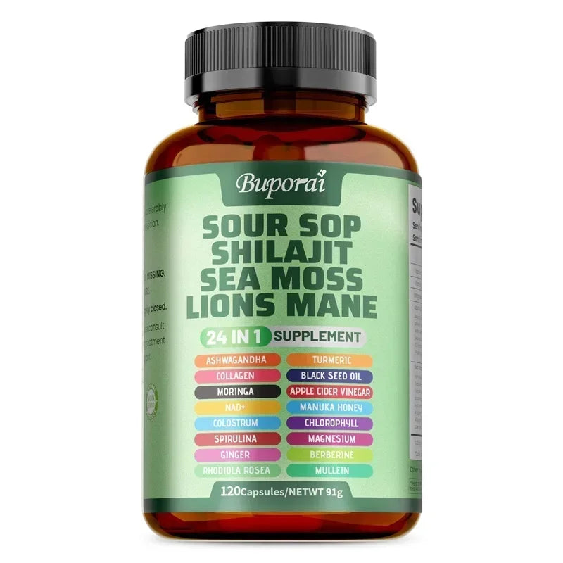 24-In-1 Soursop Supplement - Rich in Antioxidants, Promotes Skin, Joint and Bone Health, and Boosts Immune Function, Vegetarian