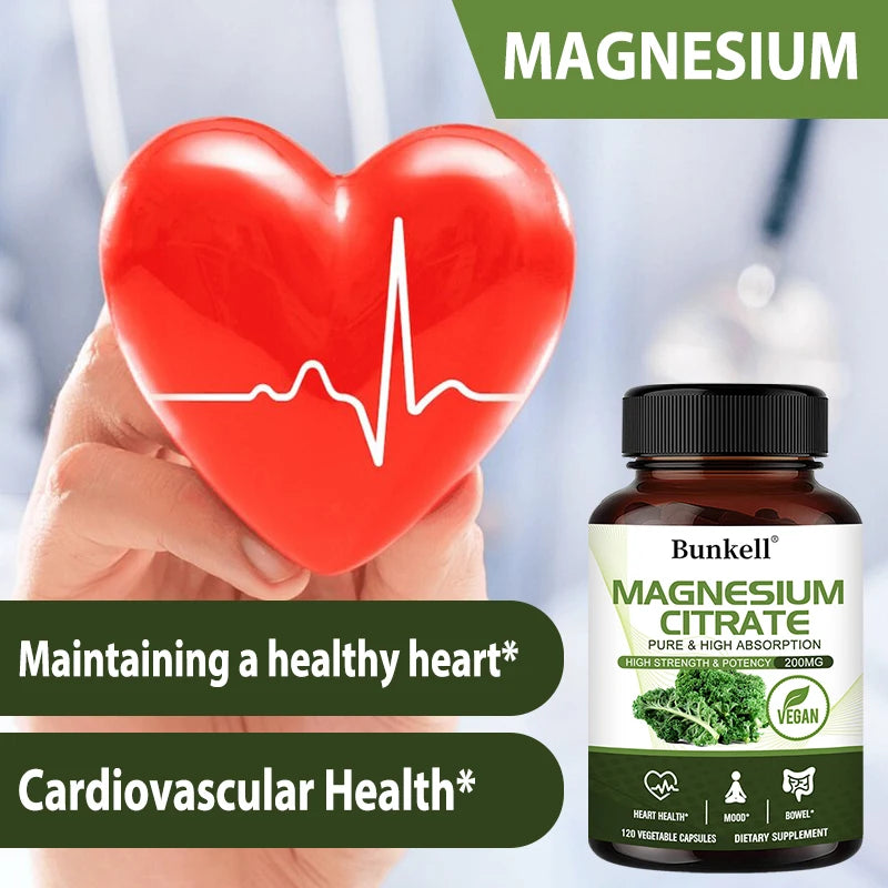 Magnesium Citrate - Supplement for Relaxation, Bone, Bowel, Sleep, Heart Health, Muscle & Metabolism